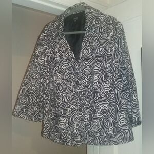 Rafaella Black and White Jacket with Pockets and Two Button Closure - 3X